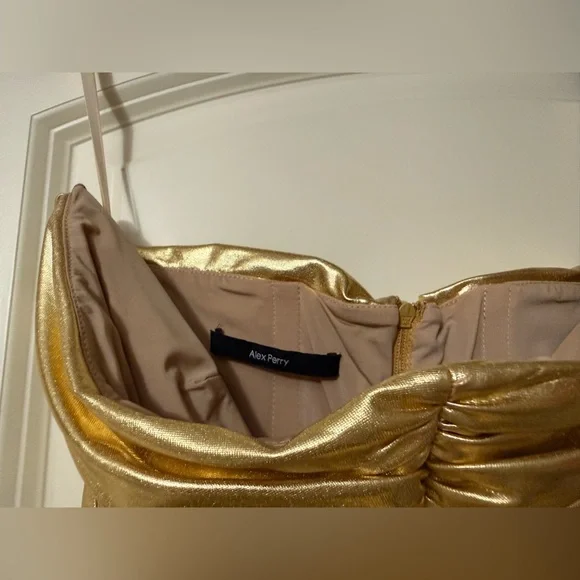 Alex Perry Metallic Gold Strapless Mini Dress - Picture 7 of 7